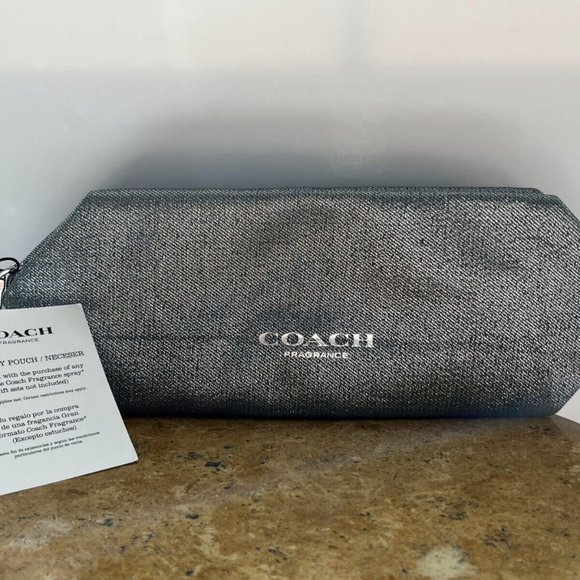 Coach Toiletry Pouch, Makeup & Cosmetic Bag, Silver Shimmering Large Zipper NWT - Picture 16 of 16